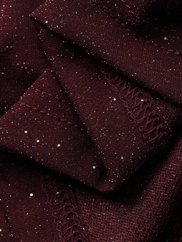 Women's Sequin Decor Fitted Long Off Shoulder Long Sleeve Elegant Dress New Year Christmas
