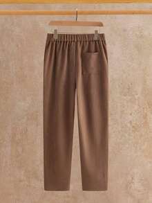 Mainfolk Men's Solid Color Pocket Straight Loose Casual Commuter Pants, For Winter - Brown - View 3