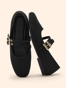 CUCCOO BASICS 女士时尚玛丽珍圆头平底鞋 - 黑色 - 查看 11