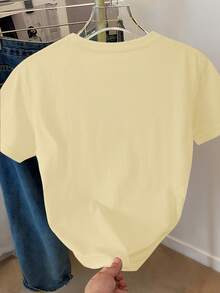 Resyla Women's Fruit Print Short Sleeve Casual Regular Crew Neck T-Shirt - Light Yellow - View 2