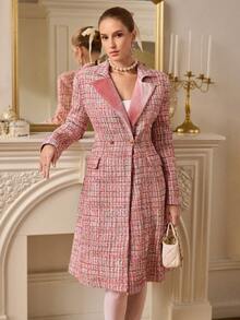 Aveloria Rosie 金羽编织加厚羊毛中长款防风夹克，时尚百搭的欧式风格，秋冬新品 - 彩色 - 查看 5