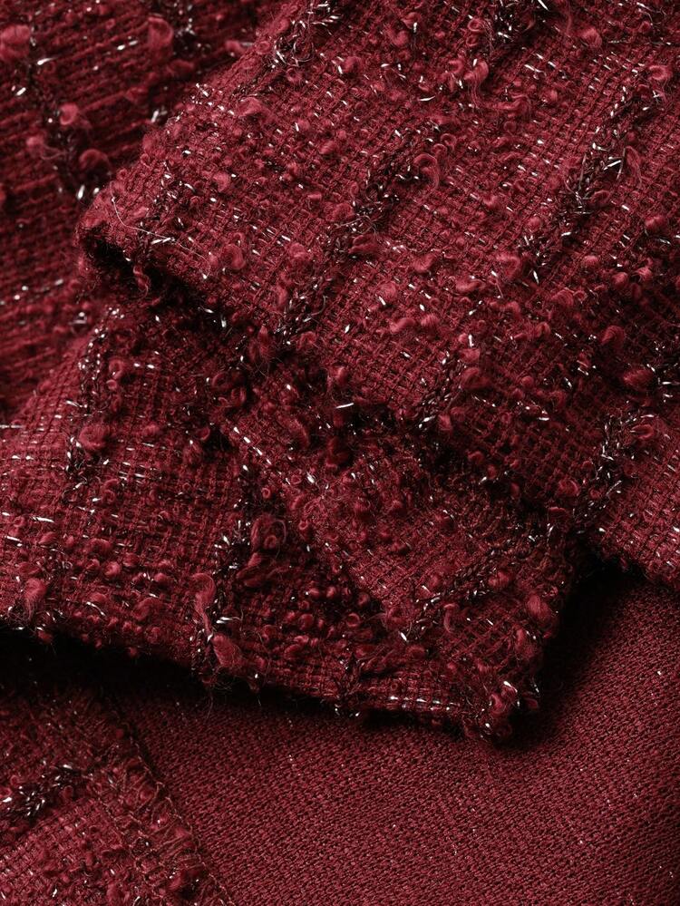 Elegant Red Sequin Decorated Cardigan Jacket, Fashion Party Wear For Christmas, New Year, Wedding, Suitable For Autumn/Winter Women Coats