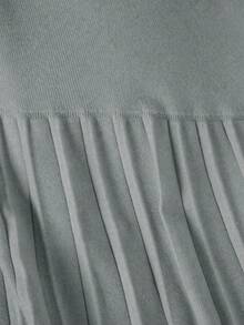 Franclia 新款褶裥拼接针织高腰显瘦A字中长半身裙，休闲女式毛衣裙