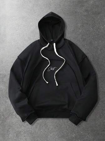 Unisex Hooded Sweatshirt, Street Style American Patchwork English Print Hoodie, Autumn/Winter