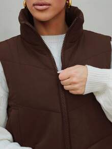 SAYEHFBABY Winter Zip Up Double Face Snap Button Corduroy Drawstring Vest Coat - Brown - View 6