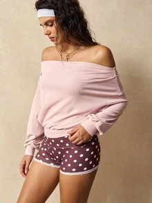 VARSIVA Camiseta deportiva de mujer de manga larga, suelta y de unicolor - Rosa - Ver 5
