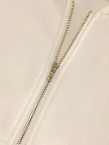 GlowEve CURVE 女士针织金色拉链装饰连帽卫衣连衣裙，法式休闲日常通勤时尚，法式优雅街头复古百搭假日商务米色/象牙色长袖连衣裙，秋冬款 - 杏色 - 查看 5