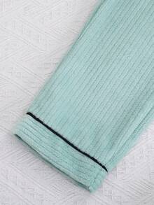 Girls Pajamas Set, Lotus Root Pink, Heart Embroidery, Long Sleeve Top And Long Pants, Sleepwear For Tween Girl - Olive Green - View 6