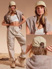 GLOWMODE X Discovery Keep It Cool Sweat-Wicking Quick-Dry Waterproof Unstructured Brim Unstructured Crown Reflective Drawstring Adjustable Double-Sided Cap Hat Hiking Outdoor Running Workout Active - Caqui - Visão 8