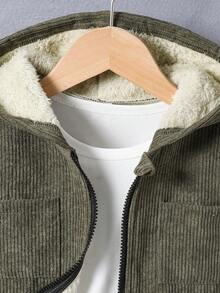 2 Stück/Set Jungen Lässig Outfit, beinhaltet thermisch gefütterte Kapuzenjacke und Hose, geeignet für Herbst und Winter, Alltag, Outdoor und Sport, thermisch gefüttert