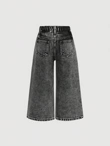 Set de 2 pantalones vaqueros de pierna ancha y suelta con adornos de strass para niñas, azul y negro - Multicolor - Ver 8