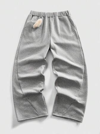 Street Life Men's Casual Curved Decor Sweatpants, Autumn/Winter