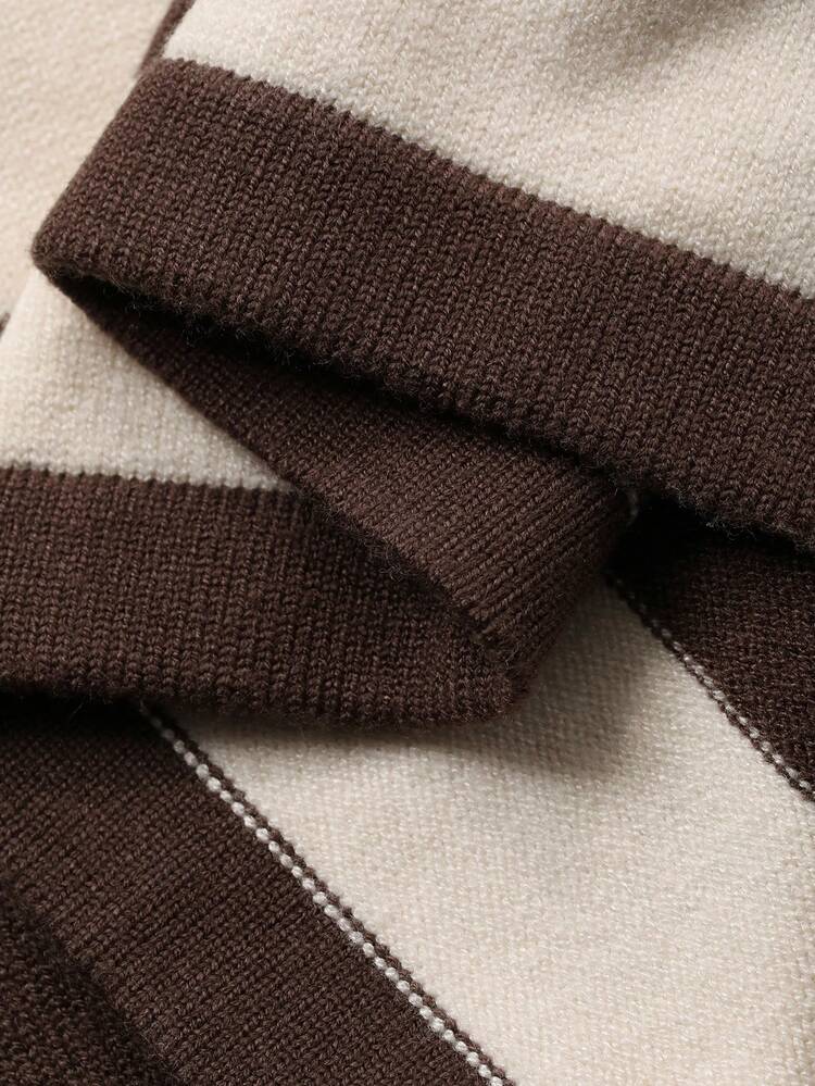 Dazy Plus Loose Fit Contrast Color Block Short Sleeve Casual Long Maxi Sweater Dress, Plus Size For Early Autumn