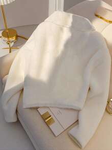 Franclia European And American Fashion Casual Elegant Shirt Collar Long Sleeves Pocket Gold Button Decoration Women's Autumn And Winter Outing New Year Lamb Wool Women's Winter Jacket Winter Coat - Beige - View 2