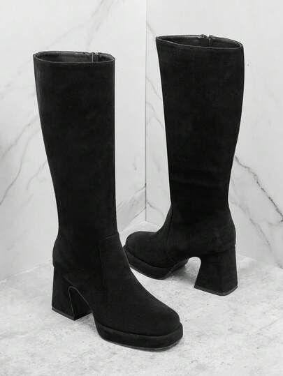 Solezae Women's Fashionable Sexy Faux Suede Platform Knee-High Boots