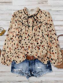 SHEIN LUNE Áo sơ mi dệt thường ngày mùa thu cho phụ nữ đi nghỉ - Nhiều màu - Xem 4