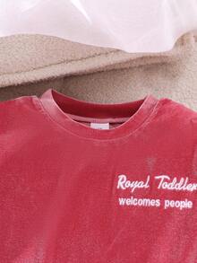 Elladie kids Young Girls Sweet & Cute Girl English Letter Embroidery Long Sleeve Top Paired With Simple Long Pants, Pink Casual T-Shirt Set - Pink - View 4