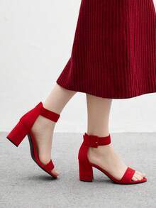 CUCCOO BIZCHIC 时尚百搭优雅简约高跟凉鞋，圣诞节必备 - 紅色 - 查看 5