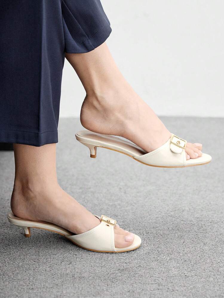 CUCCOO BIZCHIC Women's Buckle Design Fashion Daily Wear Stiletto Slide Sandals For Christmas Valentine's Day Spring Shoes