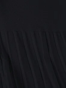 Franclia Váy len chữ A xếp ly chắp vá mới, váy len cạp cao ôm sát thường ngày dành cho nữ - màu đen - Xem 5