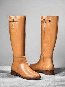 SHUZIA 女式舒适厚底及膝长靴，带可调节扣