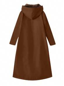 GlowEve Chaqueta larga regular con capucha esponjosa para mujer - Marrón - Ver 2