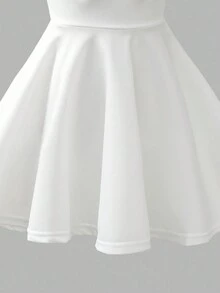 Sweetra Young Girls White Beaded Floral Decor Waist Flared A-Line Dress, Fashion Suitable For Birthday Party, Summer - White - View 6