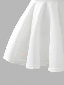 Sweetra Young Girls White Beaded Floral Decor Waist Flared A-Line Dress, Fashion Suitable For Birthday Party, Summer - White - View 7