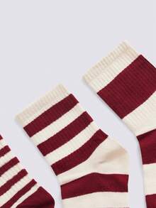 Loungeista 5双新款安哥拉红袜子，透气吸湿排汗中筒袜，男女通用，适合圣诞节、秋季 - 彩色 - 查看 6