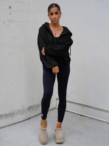 SAYEHFBABY Moletom com Zíper Duplo Casual, Aeroporto, Volta às Aulas, Outono Inverno - Preto - Visão 4