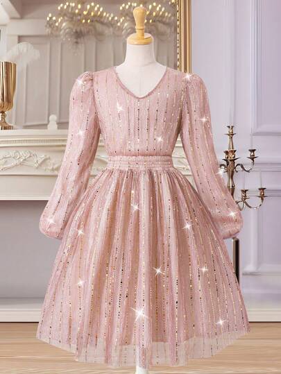 Glamorique Kids 少女提花纹理面料正式礼服，适合宴会、舞会、毕业典礼、开学庆典、婚礼季等场合。