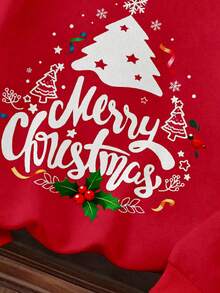 Tween-Mädchen Weihnachtsbaum- und Frohe-Weihnachten-Buchstabendruckmuster, lässiges, locker sitzendes Rundhals-Sweatshirt mit bequemen Langarmshirts, geeignet für Herbst/Winter, Weihnachten, Neujahr, Homewear