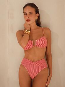 Swim Chiccia Women's 2 Pieces Swimsuit Set With Removable Straps, High Waisted Beachwear - Multicolor - View 3