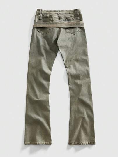 Street Life Jeans en denim déchiré et délavé avec boucle de ceinture pour hommes