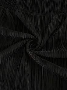 Elaquor Plus Size Elegant Commuter Solid Color Flare Sleeve Top And Pants Set - Black - View 6