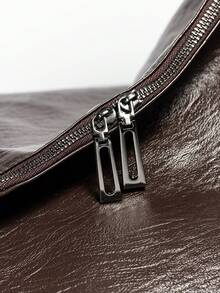 Aloruh Large Retro Style Hobo Bag Large Capacity PU Tote Bag Women's Casual Shoulder Bag Armpit Bag With Zipper,Suitable For Shopping,Commuting,Work And School,Suitable For College Students,White-Collar Workers And Rookies, Minimalist Style Women Bag - Coffee Brown - View 5