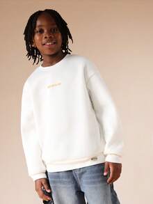 SUMWON Boys Skateboard Graphic Crew Neck Sweatshirt With Back Print Design Casual Pullover - White - View 2
