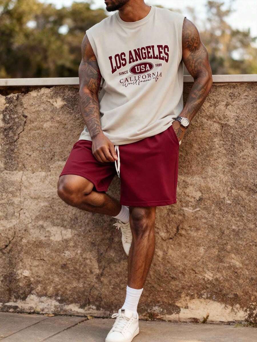 Manfinity Homme Herren Lässiges Oberteil Set, angesagtes INS Set, vielseitig einsetzbar, geeignet für Sportbekleidung, Schulanfangs-Outfits und Freundesgeschenke.