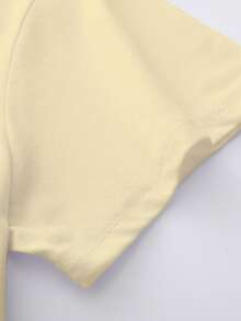 Franclia 女士休闲樱花印花短袖圆领T恤，夏季 - 淡黃色 - 查看 4