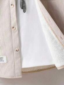 1pc Casual Corduroy Hooded Jacket For Teenage Boys, Shirt Style Design, Comfortable For Autumn/Winter Layering With T-Shirt