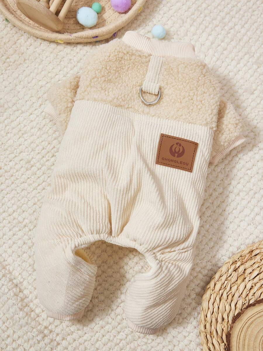 PETSIN Cuddly Thick Pet Jumpsuit – Cute Four-Legged Fleece Pajamas For Small Dogs & Cats, Cozy Autumn/Winter Outfit For Play And Relaxation