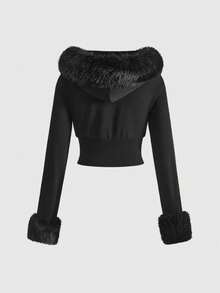ROMWE Grunge Punk Y2K Style Rhinestone Decor Crop Top And Leggings 2 Pieces Set - Black - View 7