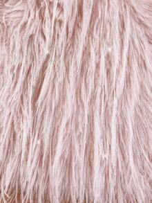 Louniche 优雅高端仿毛皮流苏亮片宽松女式外套，秋冬款 - 粉色 - 查看 8