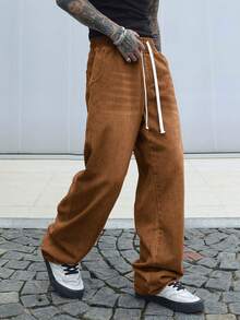 Manfinity Homme 男士纯色休闲系带牛仔裤