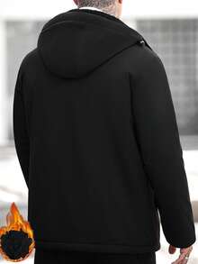 Manfinity CasualCool Manteau matelassé à manches longues décontracté pour hommes, doublure thermique chaude, multi-poches, manteau matelassé à capuche zippée de couleur unie, vêtement de rue pour usage quotidien