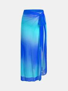 Swim Oasis 大码女式两件套渐变褶皱连体泳衣 - 藍色 - 查看 7