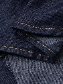 DAZY 女士休闲水洗牛仔长袖衬衫 - 深色水洗藍 - 查看 8