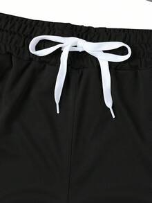 Manfinity Sport Corelite Men's Breathable Knitted Fabric Sports Set: Sleeveless Round Neck Tank Top And Regular Length Shorts, Black,GYM,Breathable