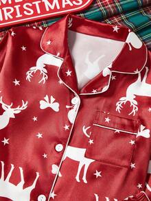 女童圣诞驯鹿印花长袖开衫和裤子两件套睡衣 - 彩色 - 查看 4