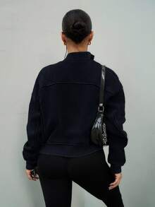 SAYEHFBABY 水洗拉链运动衫 接缝细节 返校 秋冬 舒适 秋季 可爱 休闲 日常 胶囊衣橱 Y2K 街头服饰 圣诞节 - 黑色 - 查看 2